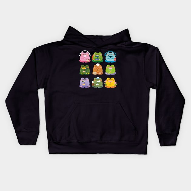 Cute Frogs Kids Hoodie by Figberrytea